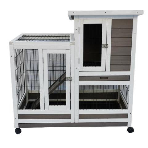 YES4PETS Rabbit Hutch Cat House Cage Guinea Pig Ferret Cage With Wheels
