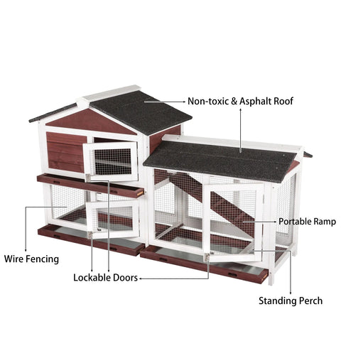 YES4PETS Double Storey Large Rabbit Hutch Guinea Pig Cat Cage , Ferret Cage With Pull Out Tray