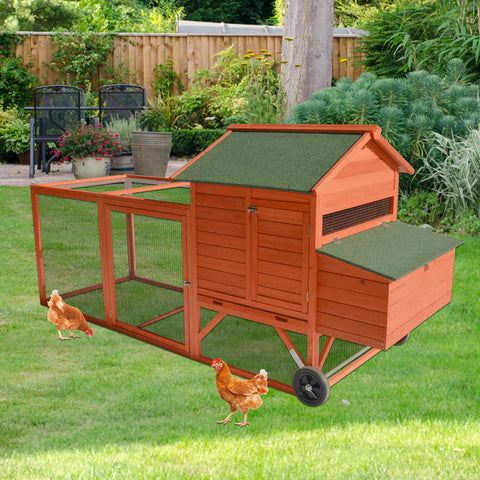 YES4PETS 248 cm XL Chicken Coop Rabbit Hutch Ferret Hen Guinea Pig House With Wheels