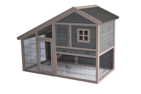 YES4PETS Grey Chicken Coop Rabbit Hutch Ferret Cage Hen Chook House